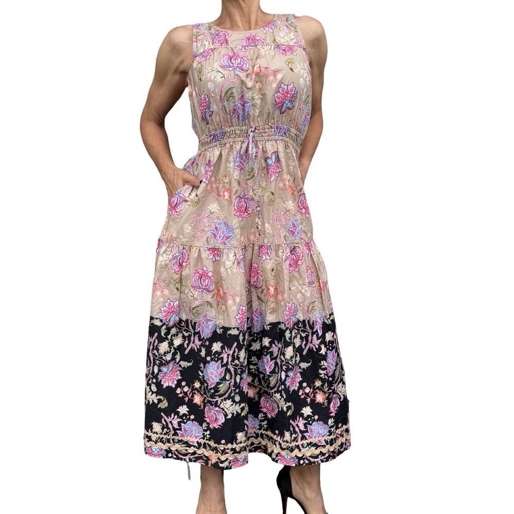 Emily Lovelock Maxi Dress Floral Cottagecore Boho Romantic Organic Cotton XS